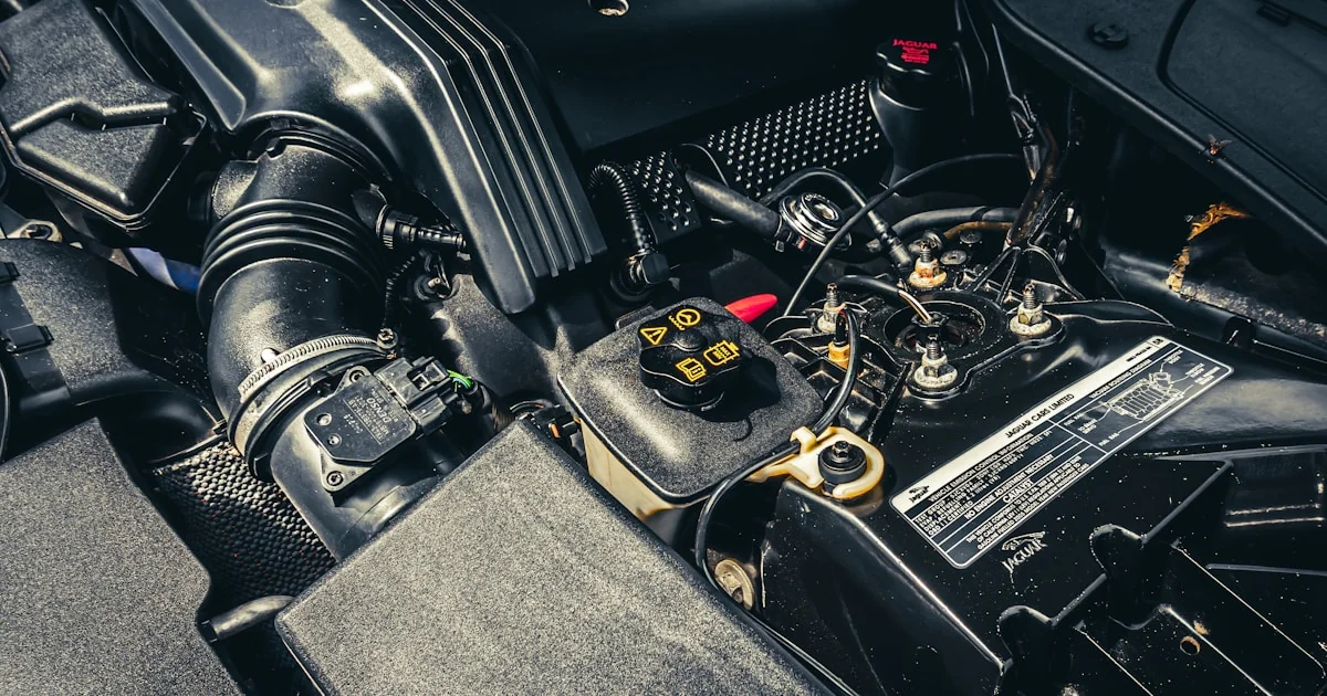 Compartiment motor mașină, baterie și cabluri