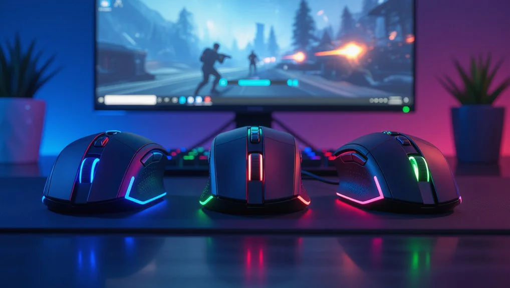 Mouse gaming RGB pe mousepad