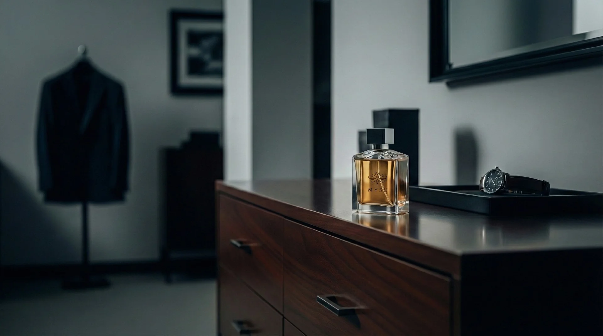 Colecție de parfumuri damă premium pe un blat de marmură