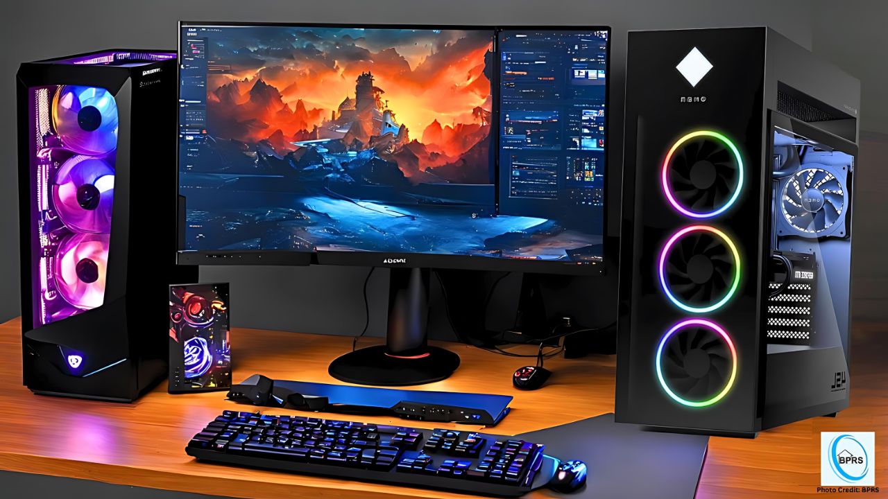 PC gaming cu lumini RGB