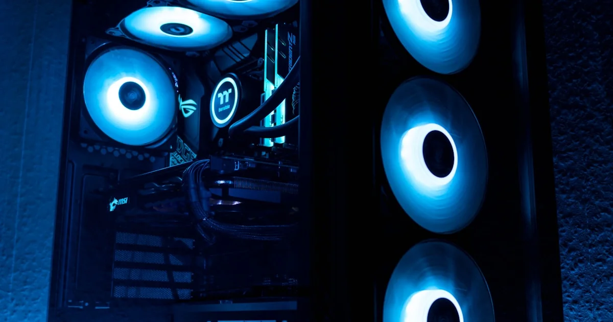 PC gaming cu lumini RGB