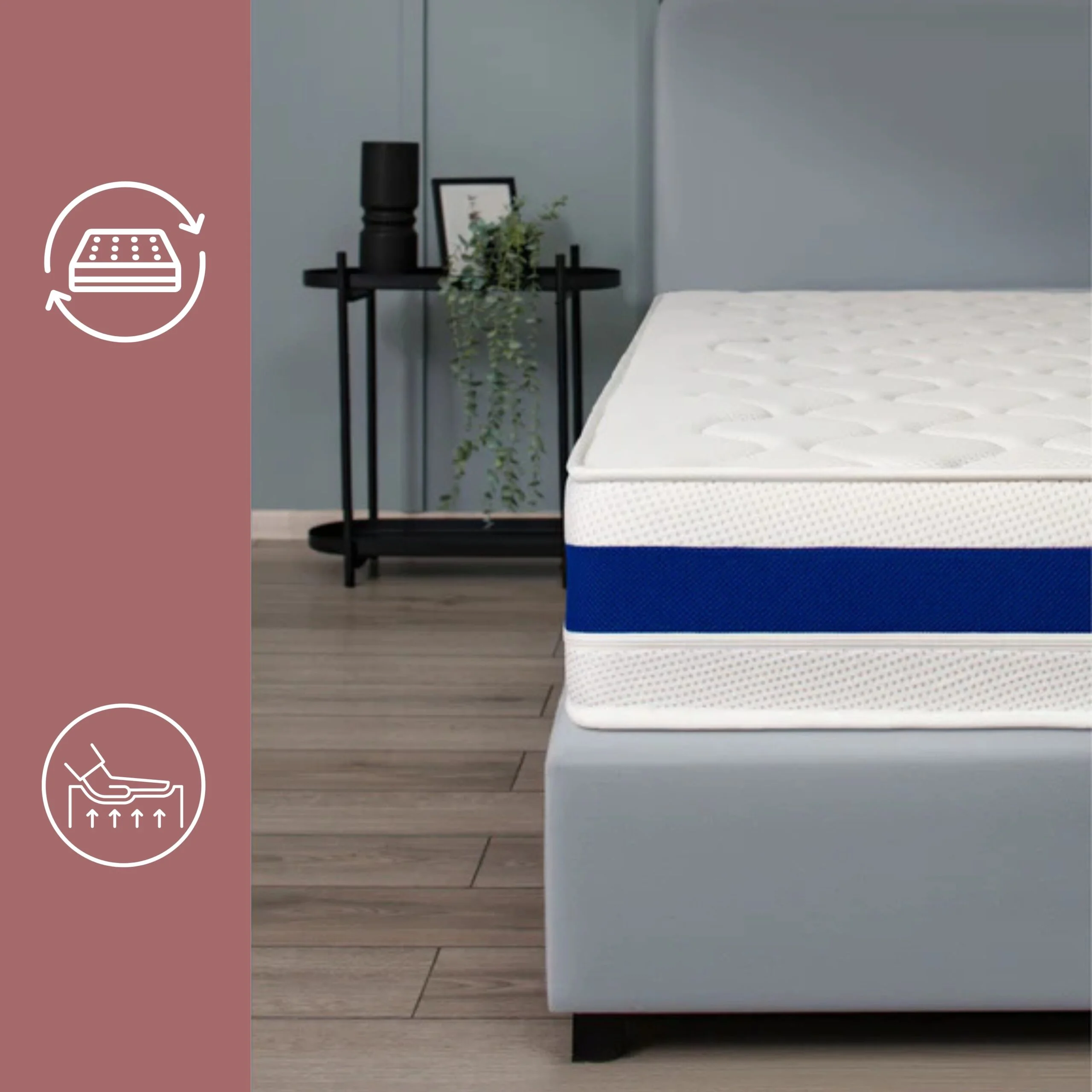 Dormitor modern cu pat și lenjerie albă, accent pe confort