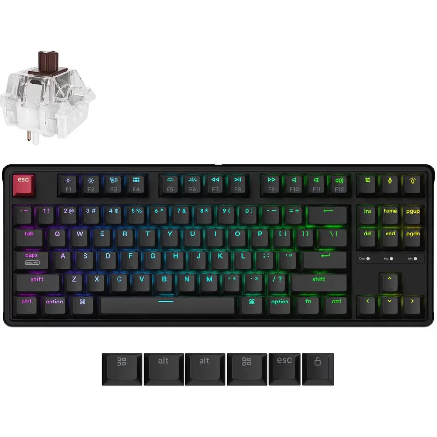 Tastatură mecanică TKL pe un desk de coding