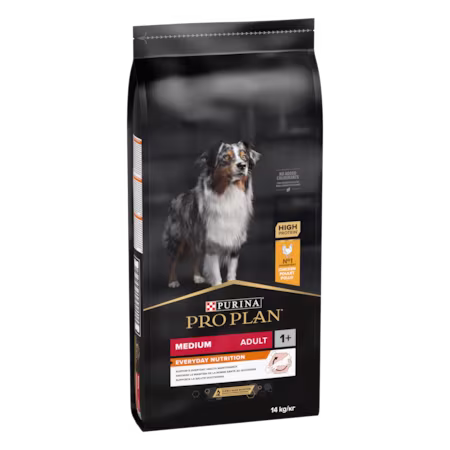 PRO PLAN® EVERYDAY NUTRITION Adult, bogat în pui, talie medie, hrană uscată pentru câini, 14kg