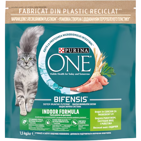 Hrana uscata pentru pisici Purina One, Indoor, Curcan, 1.5kg
