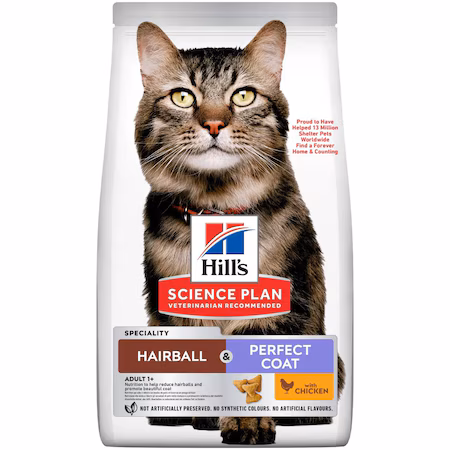 Hrana uscata pentru pisici Hill's SP Feline Adult, Hairball&Perfect Coat, 1.5kg