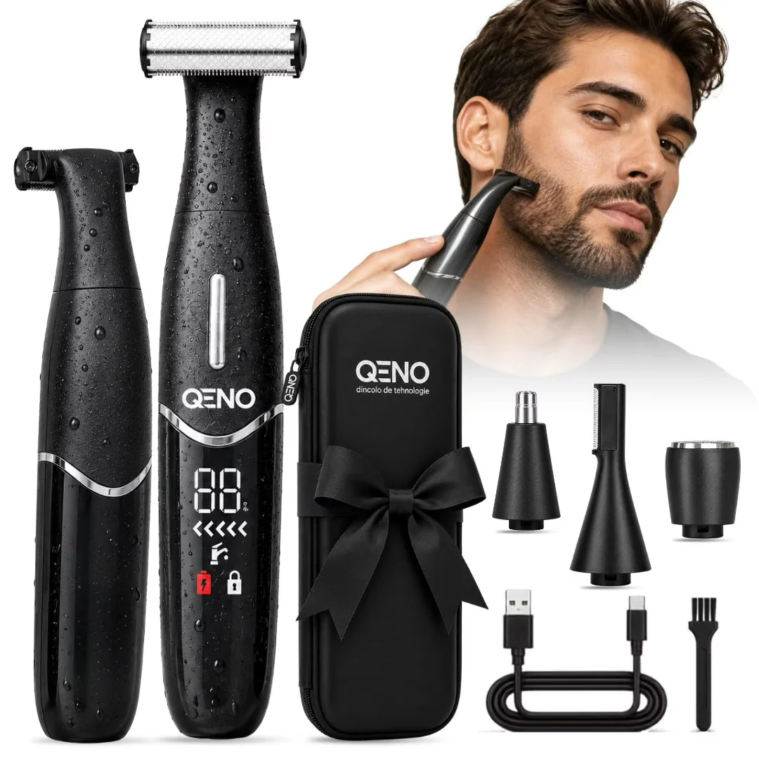 Aparat De Tuns Ras Si Barbierit, Masina De Tuns Barba, Parul Corporal, Nas, Urechi, Inghinal, Qeno® SilkTouch V2…