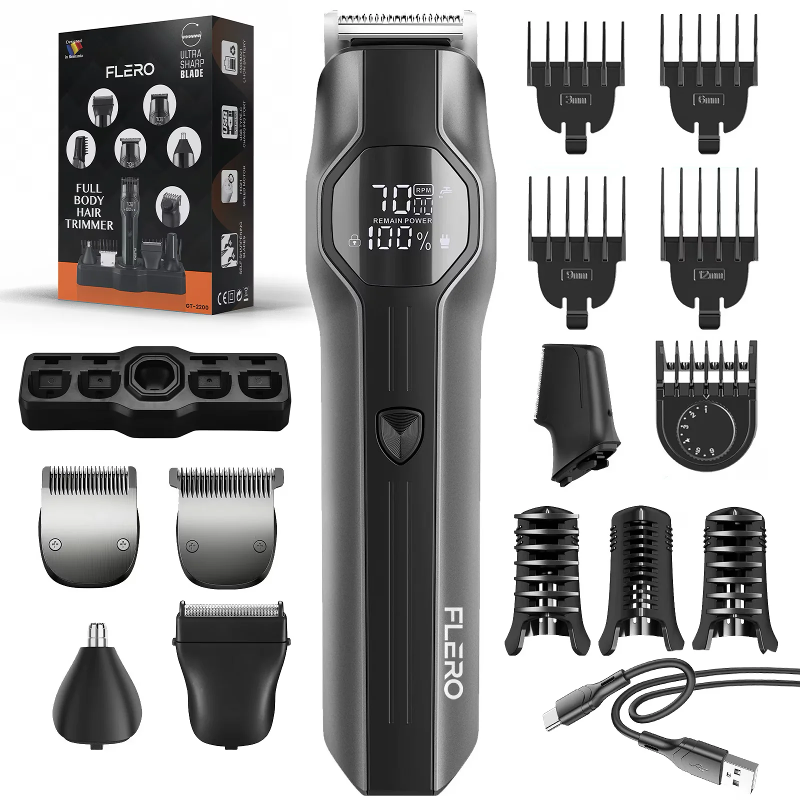 Masina de tuns si Aparat de tuns FLERO®, Masina de barbierit Profesionala, Aparat Portabil, Trimmer…