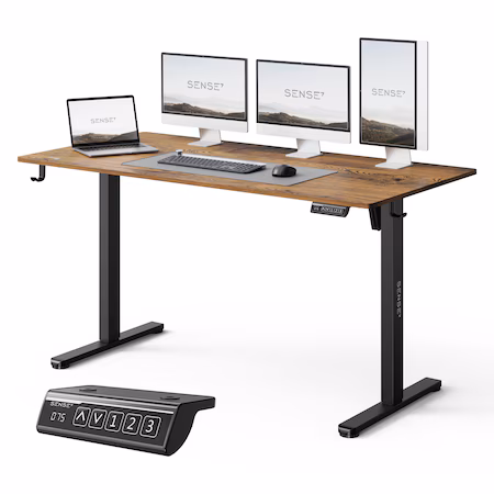 Birou electric reglabil pe înălțime SENSE7 Nojo Light, 140x70cm, 72-118cm, Stejar, greutate maximă 70kg