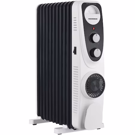 Calorifer electric cu ulei Heinner HOH-MVT11WH-BK, 2300 W, 11 elementi, Ventilator turbo, 3 setari de temperatura,…