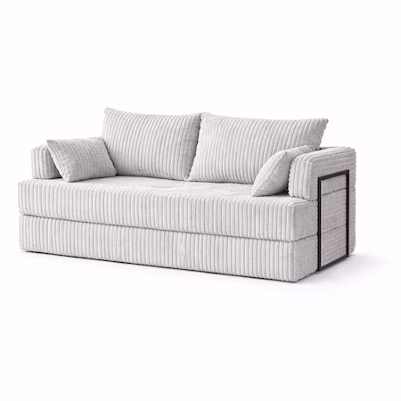 Canapea extensibila Tilia, catifea Premium, 420g/mp, T86 gri-silver, 190x82x90cm, montaj rapid, roluita, Euro Mega