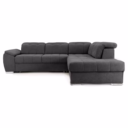 Coltar Extensibil Enzo, 265x230x80 cm, cu tetiere reglabile, Dreapta, Gri