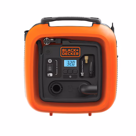 Compresor auto portabil Black & Decker ASI400, 11bar/160PSI, 12V DC adaptor bricheta, debit aer 9.5L/min, display…