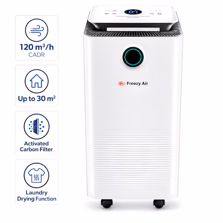Dezumidificator si purificator aer Freezy Air® Dry Pro 12L, 120 m3, consum redus, 30 m2, functie uscare haine,…