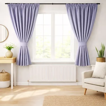 Set 2 Draperii Mov Lavanda, Catifea Premium Blackout L 1,5 m si H 1,45 m