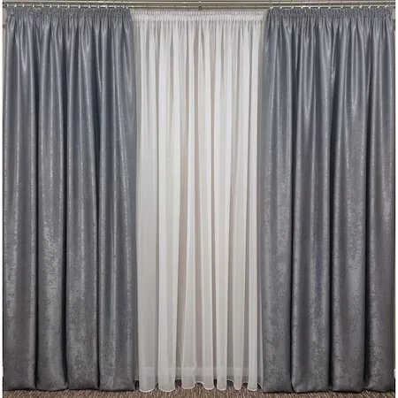 Set 2 draperii black-out Mastel catifelat uni 140x245cmx2, gri argintiu