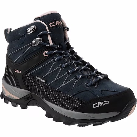 Ghete de drumetie Rigel Mid Waterproof pentru femei, CMP, Piele nabuc, Negru, 38