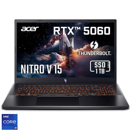Laptop Gaming Acer Nitro V 15 ANV15-52-953S cu procesor Intel® Core™ i9-13900H pana la 5.4GHZ, 15.6" Full HD, IPS,…