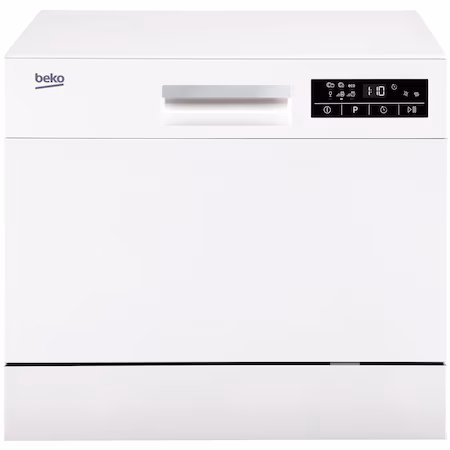 Masina de spalat vase compacta Beko DTC36610W, 6 seturi, 6 programe, Clasa F, 55 cm, Alb