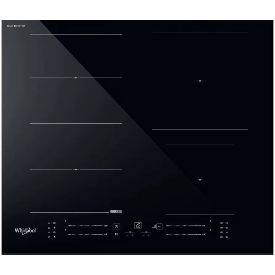 Plita incorporabila Whirlpool WF S5060 CPBF, Inductie, 4 zone de gatit, ChefControl, FlexiSide, 60 cm, Negru