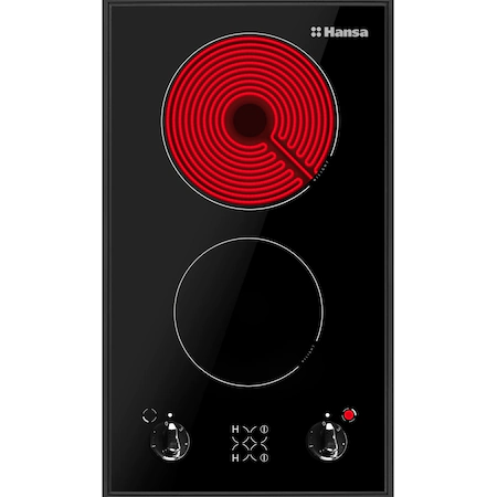Plita incorporabila domino Hansa BHCS38120030, Vitroceramica, 2 Zone de gatit, 30 cm, Sticla neagra