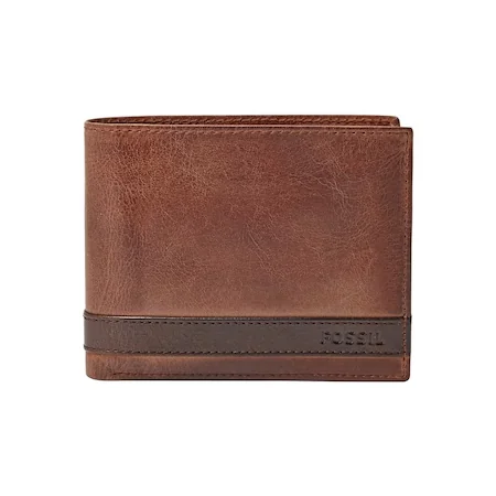 Portofel Barbatesc Fossil Quinn, Piele, Maro, 11, 4x2, 5x9, 5cm