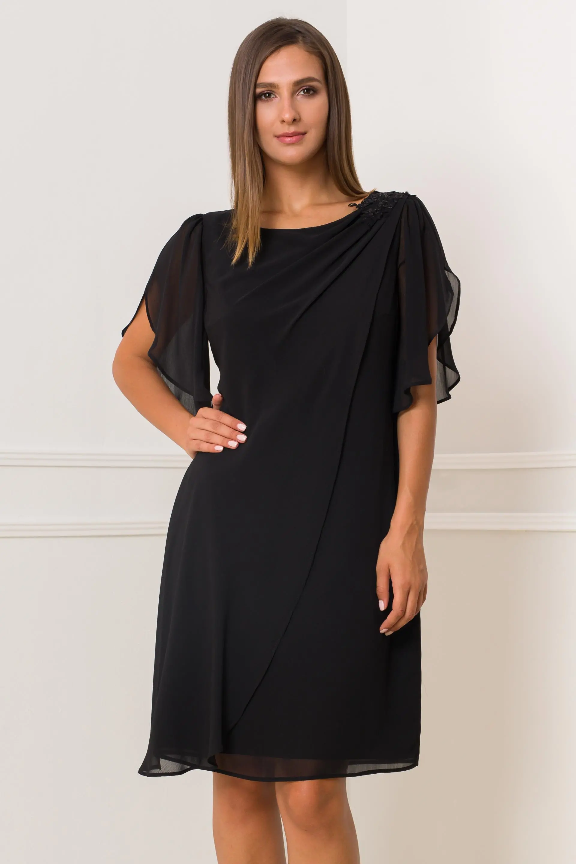 Rochie de seară fluidă (satinate/voal)