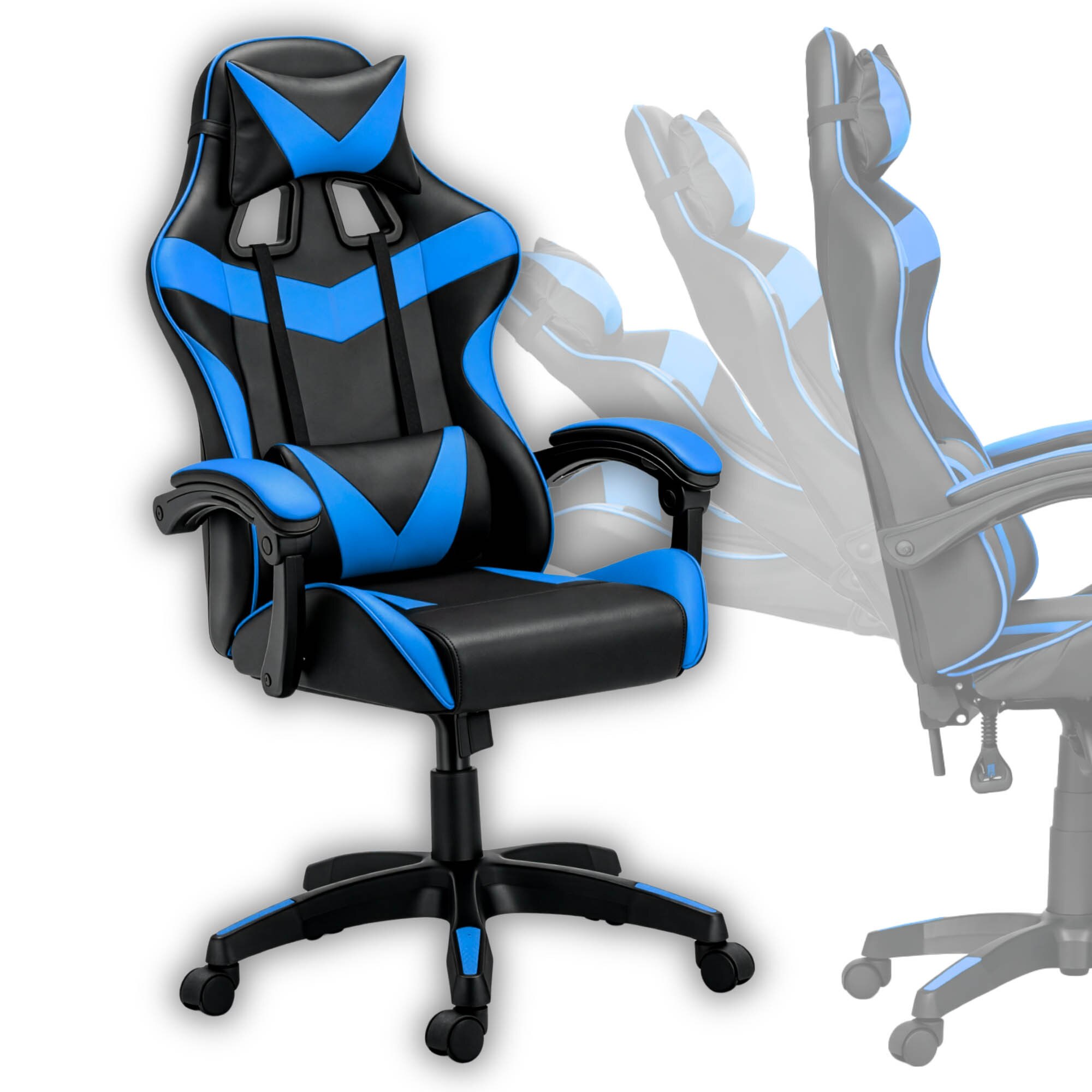 Scaun Gaming GALAXIA, din Piele Ecologica, Suport Lombar Ergonomic Reglabil, Perna Tetiera Ajustabila, Spatar…