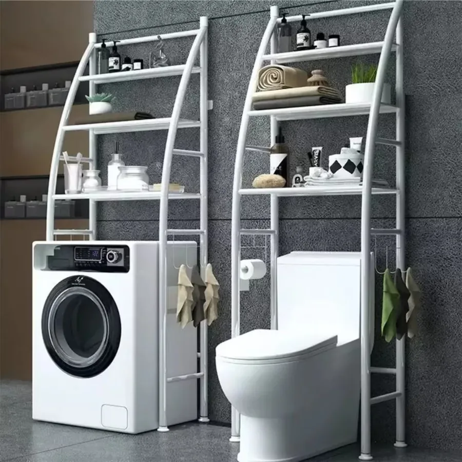 Organizator Baie Macvi pentru Masina de Spalat si Toaleta, 3 Rafturi, 160 cm, Alb