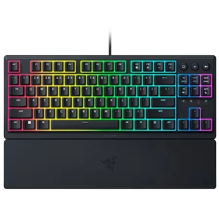 Tastatura gaming mecanica Razer Ornata V3 Tenkeyless, Razer Mecha-Membrane Switches, iluminare Chroma RGB, US…