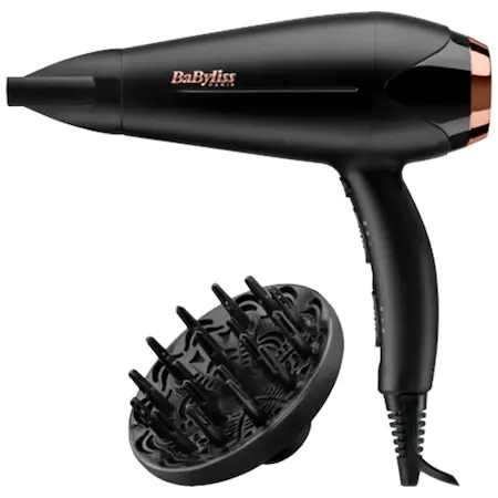 Uscator de par BaByliss D570DE Turbo Shine, 2200W, 2 viteze, 3 trepte de temperatura, negru