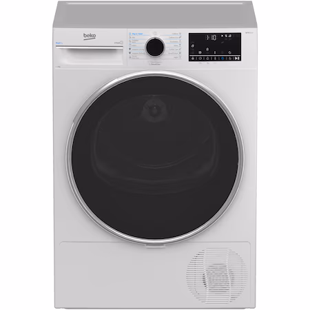 Uscator de rufe Beko B5T68247, Pompa de caldura, 8 kg, 15 programe, Clasa C, RapiDry, RecycledDry, SteamCure,…